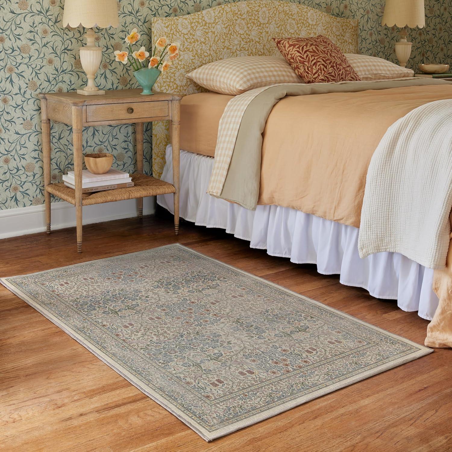 imageRUGGABLE x Morris ampamp Co Washable Runner Rug Mallow Rust Red 25x7 StainResistant NonSlip Hallway Runner Machine Washable Rug for Hallway Entryway Living Room ampamp Kitchenwith Standard PadBlackthorn Ivory Blue Standard Pad