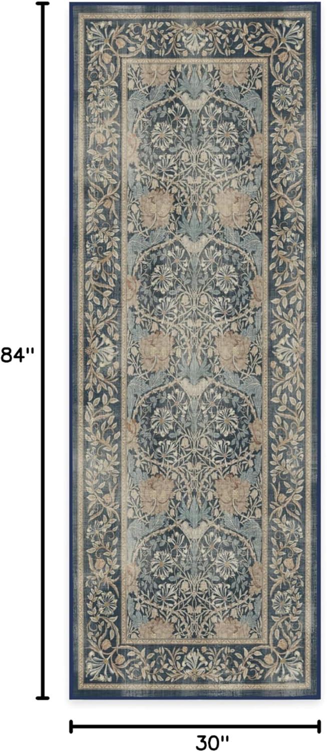 imageRUGGABLE x Morris ampamp Co Washable Runner Rug Mallow Rust Red 25x7 StainResistant NonSlip Hallway Runner Machine Washable Rug for Hallway Entryway Living Room ampamp Kitchenwith Standard PadHoneysuckle Tulip Blue Standard Pad