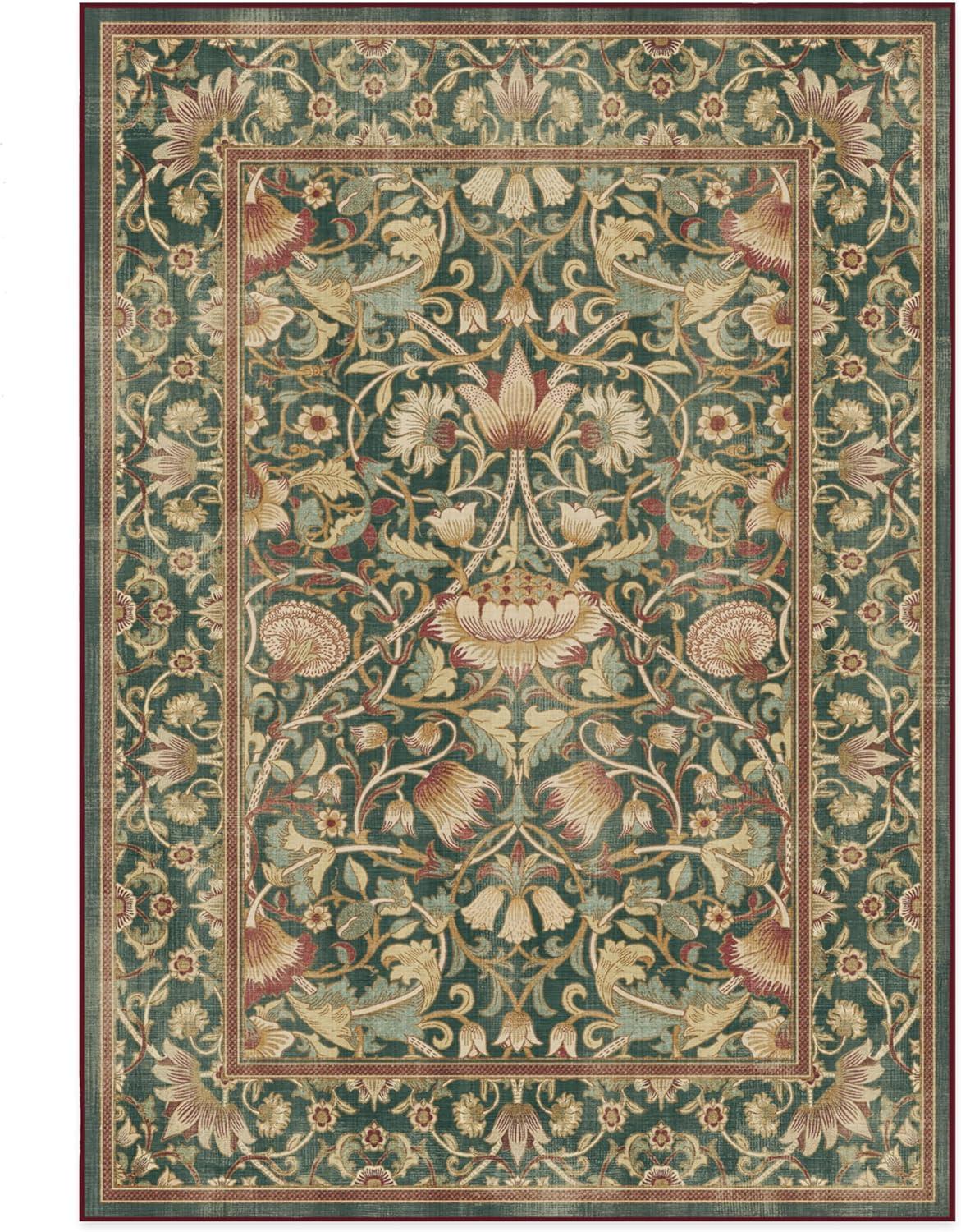 imageRUGGABLE x Morris ampamp Co Washable Runner Rug Mallow Rust Red 25x7 StainResistant NonSlip Hallway Runner Machine Washable Rug for Hallway Entryway Living Room ampamp Kitchenwith Standard PadLodden Soft Evergreen Gold Cushioned Pad