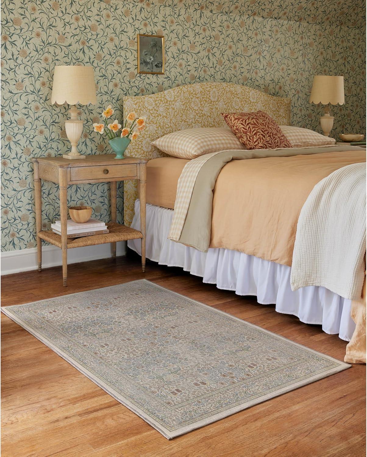 imageRUGGABLE x Morris ampamp Co Washable Runner Rug Mallow Rust Red 25x7 StainResistant NonSlip Hallway Runner Machine Washable Rug for Hallway Entryway Living Room ampamp Kitchenwith Standard PadBlackthorn Ivory Blue Standard Pad