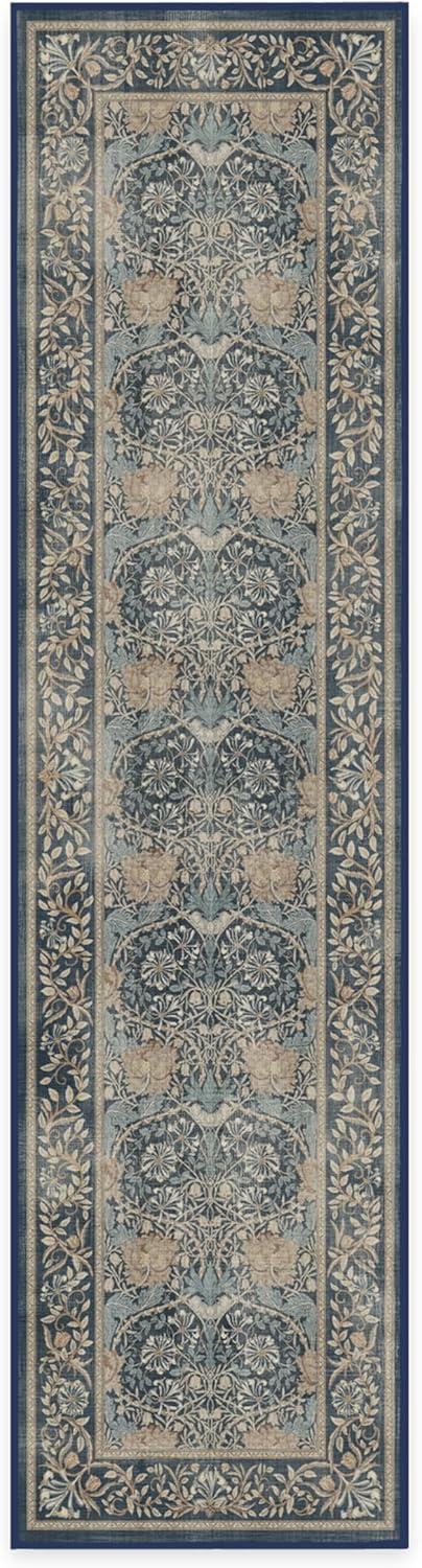 imageRUGGABLE x Morris ampamp Co Washable Runner Rug Mallow Rust Red 25x7 StainResistant NonSlip Hallway Runner Machine Washable Rug for Hallway Entryway Living Room ampamp Kitchenwith Standard PadHoneysuckle Tulip Blue Standard Pad