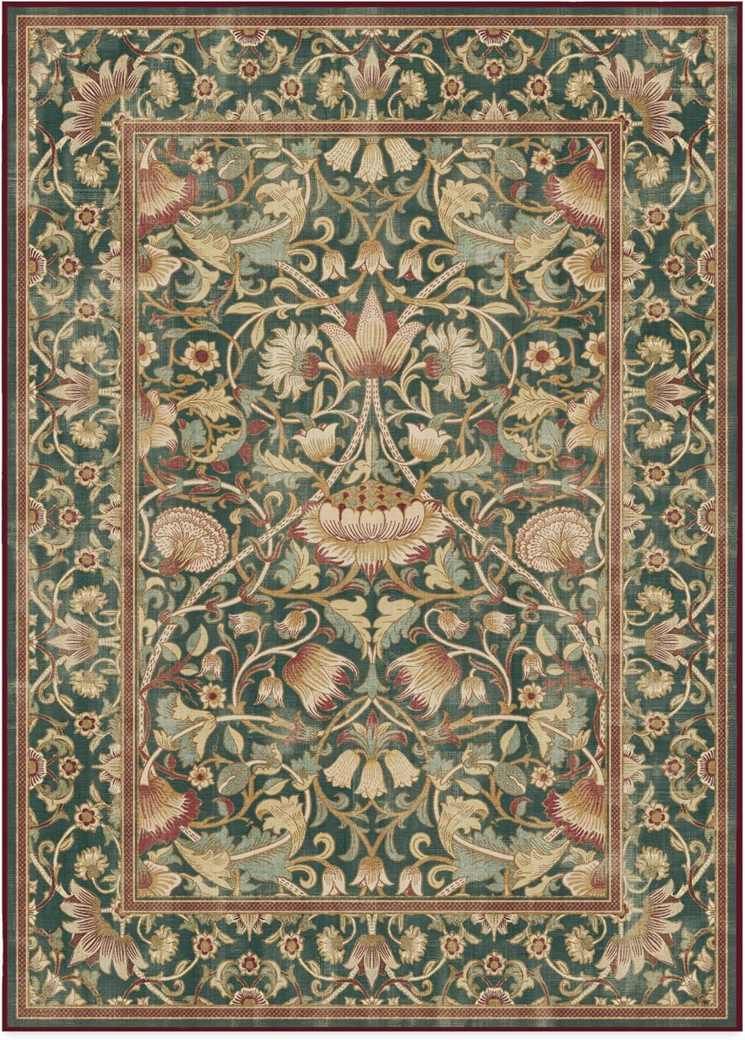 imageRUGGABLE x Morris ampamp Co Washable Runner Rug Mallow Rust Red 25x7 StainResistant NonSlip Hallway Runner Machine Washable Rug for Hallway Entryway Living Room ampamp Kitchenwith Standard PadLodden Soft Evergreen Gold Cushioned Pad