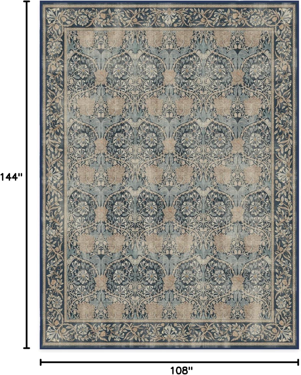 imageRUGGABLE x Morris ampamp Co Washable Runner Rug Mallow Rust Red 25x7 StainResistant NonSlip Hallway Runner Machine Washable Rug for Hallway Entryway Living Room ampamp Kitchenwith Standard PadHoneysuckle Tulip Blue Standard Pad