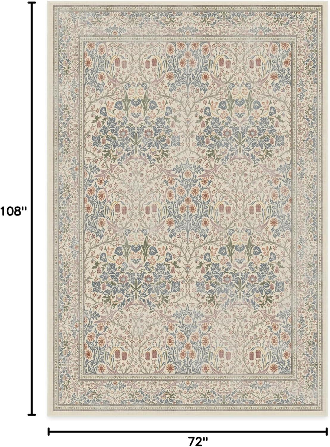 imageRUGGABLE x Morris ampamp Co Washable Runner Rug Mallow Rust Red 25x7 StainResistant NonSlip Hallway Runner Machine Washable Rug for Hallway Entryway Living Room ampamp Kitchenwith Standard PadBlackthorn Ivory Blue Standard Pad