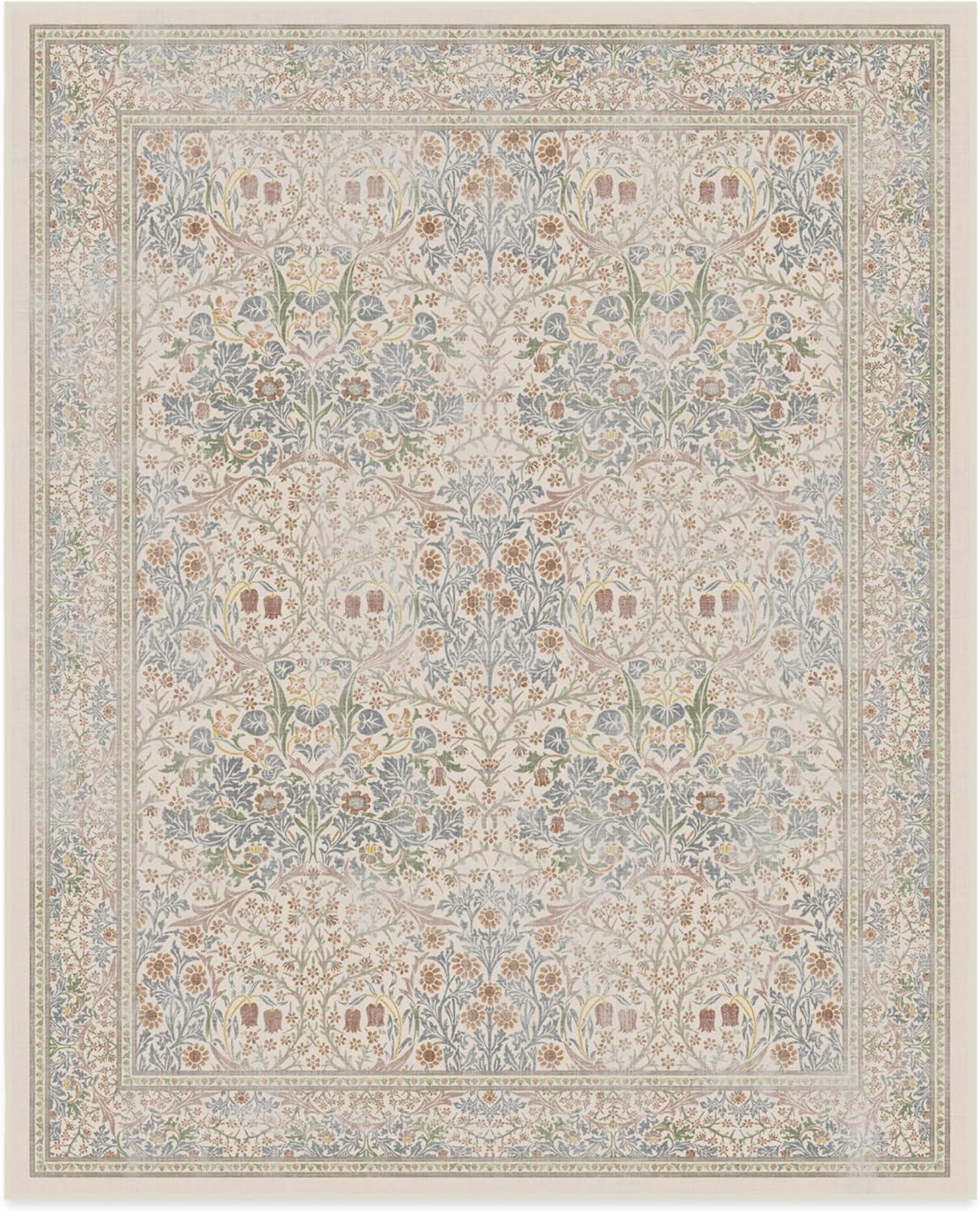 imageRUGGABLE x Morris ampamp Co Washable Runner Rug Mallow Rust Red 25x7 StainResistant NonSlip Hallway Runner Machine Washable Rug for Hallway Entryway Living Room ampamp Kitchenwith Standard PadBlackthorn Ivory Blue Standard Pad