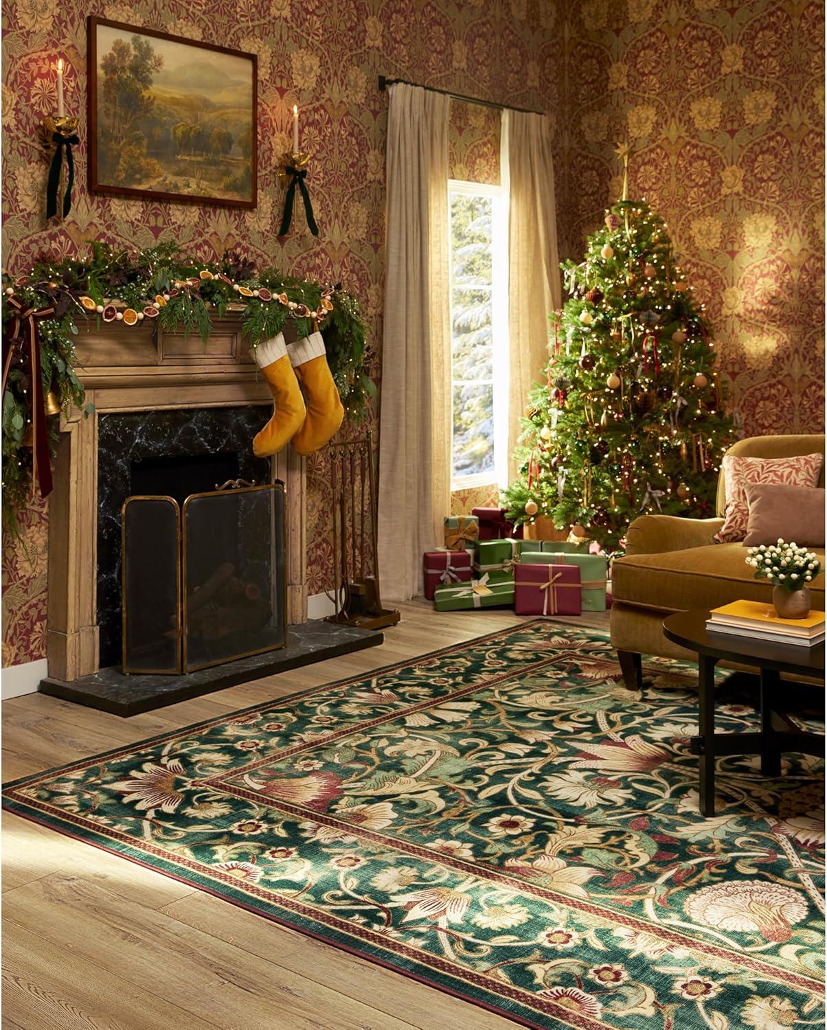 imageRUGGABLE x Morris ampamp Co Washable Runner Rug Mallow Rust Red 25x7 StainResistant NonSlip Hallway Runner Machine Washable Rug for Hallway Entryway Living Room ampamp Kitchenwith Standard PadLodden Soft Evergreen Gold Cushioned Pad