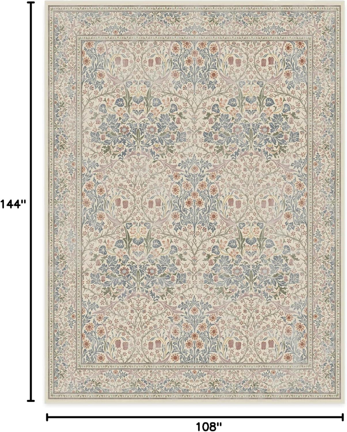 imageRUGGABLE x Morris ampamp Co Washable Runner Rug Mallow Rust Red 25x7 StainResistant NonSlip Hallway Runner Machine Washable Rug for Hallway Entryway Living Room ampamp Kitchenwith Standard PadBlackthorn Ivory Blue Standard Pad