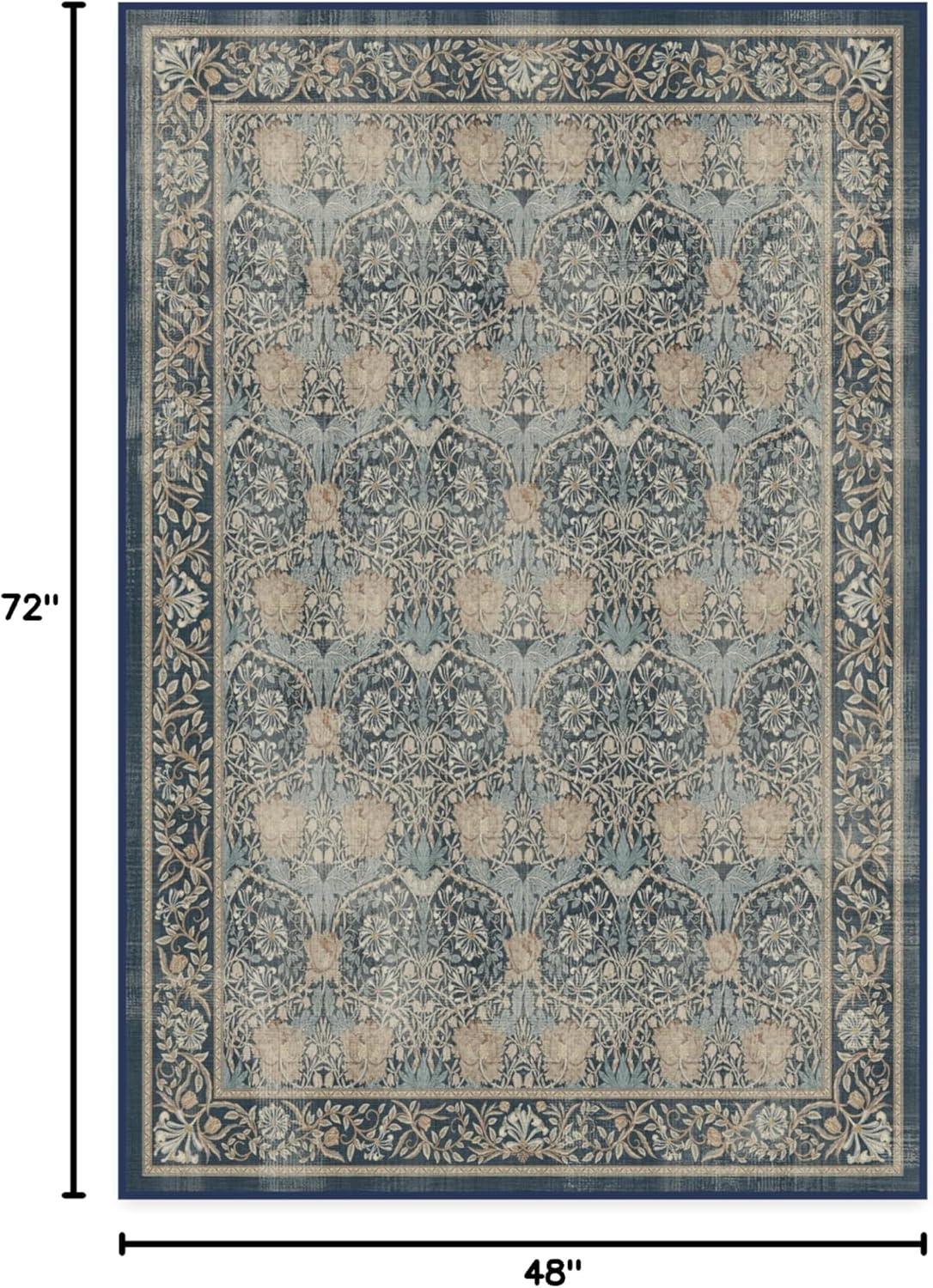 imageRUGGABLE x Morris ampamp Co Washable Runner Rug Mallow Rust Red 25x7 StainResistant NonSlip Hallway Runner Machine Washable Rug for Hallway Entryway Living Room ampamp Kitchenwith Standard PadHoneysuckle Tulip Blue Standard Pad