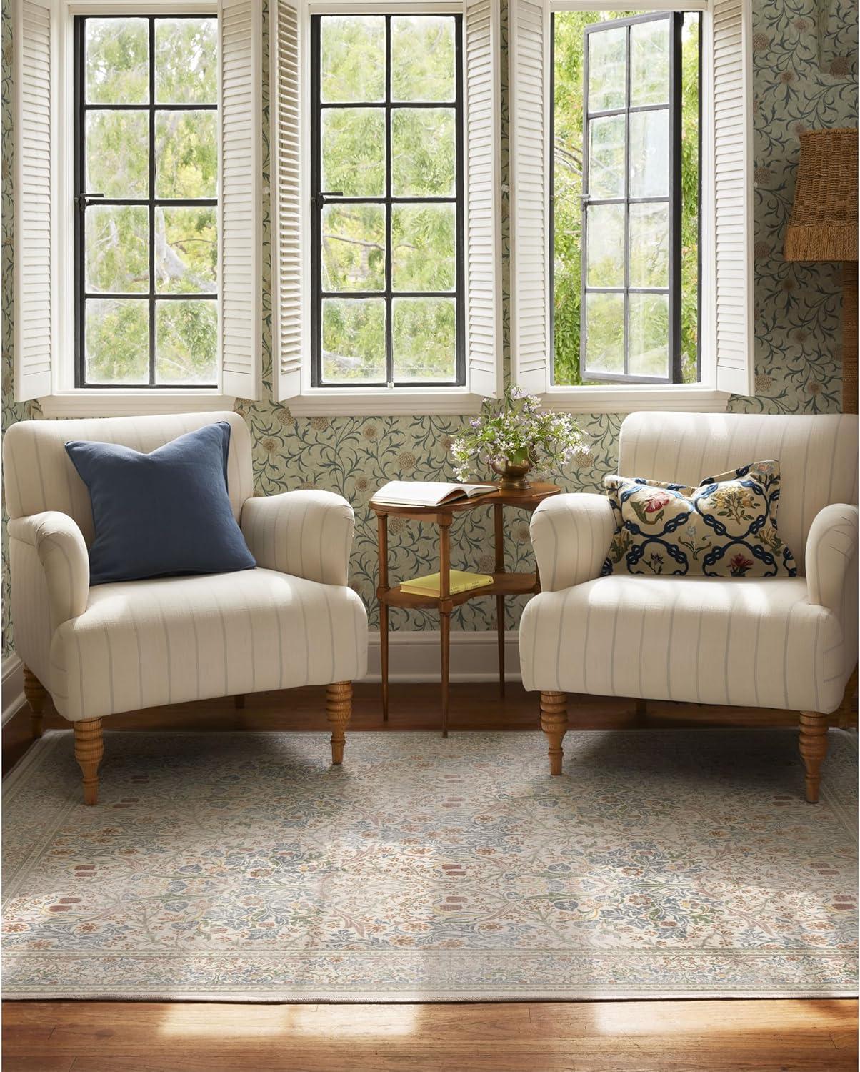 imageRUGGABLE x Morris ampamp Co Washable Runner Rug Mallow Rust Red 25x7 StainResistant NonSlip Hallway Runner Machine Washable Rug for Hallway Entryway Living Room ampamp Kitchenwith Standard PadBlackthorn Ivory Blue Standard Pad