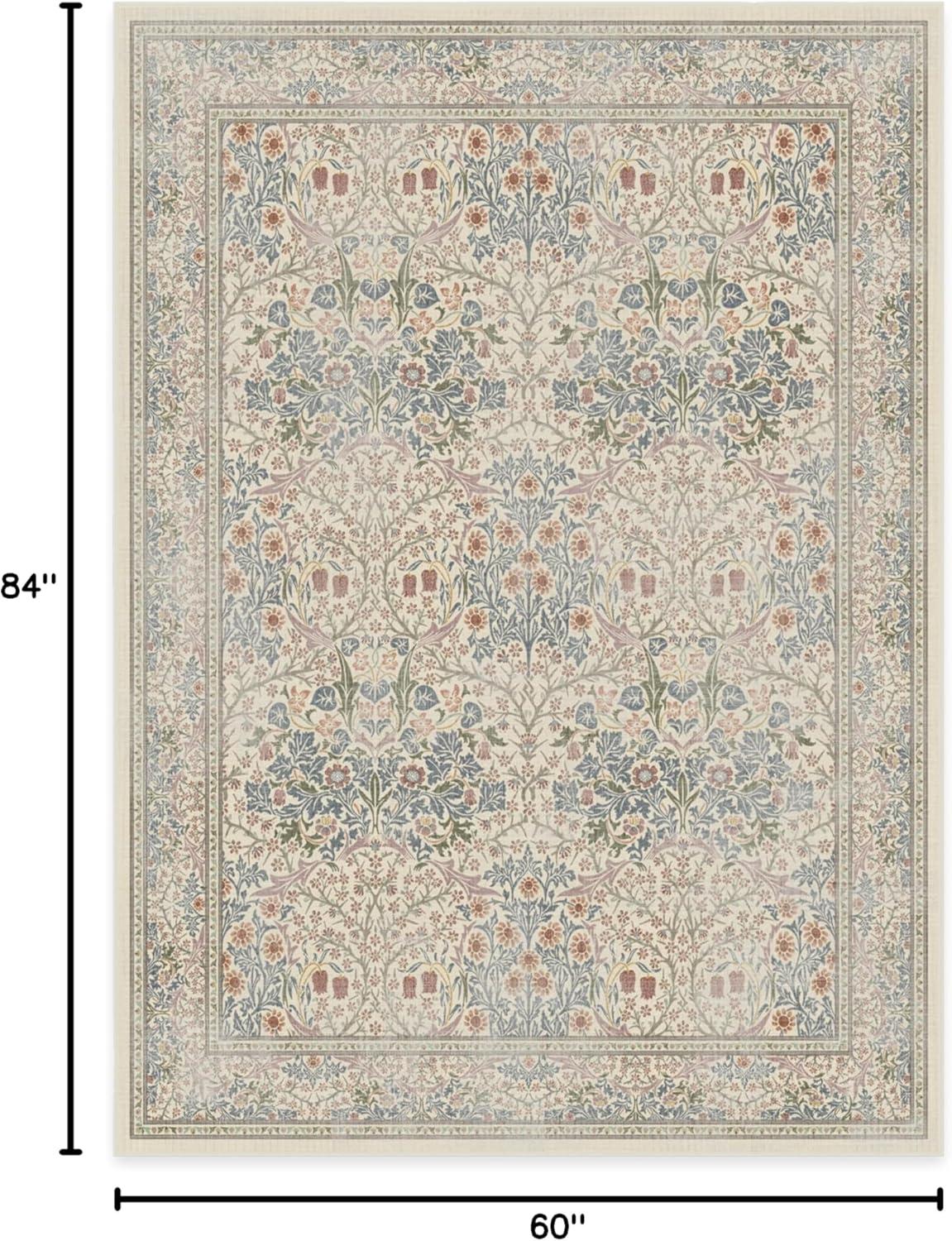 imageRUGGABLE x Morris ampamp Co Washable Runner Rug Mallow Rust Red 25x7 StainResistant NonSlip Hallway Runner Machine Washable Rug for Hallway Entryway Living Room ampamp Kitchenwith Standard PadBlackthorn Ivory Blue Standard Pad