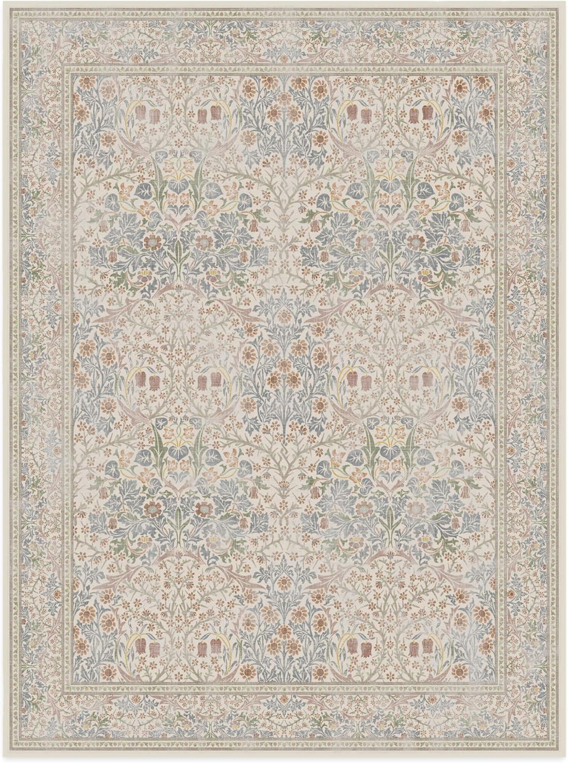 imageRUGGABLE x Morris ampamp Co Washable Runner Rug Mallow Rust Red 25x7 StainResistant NonSlip Hallway Runner Machine Washable Rug for Hallway Entryway Living Room ampamp Kitchenwith Standard PadBlackthorn Ivory Blue Standard Pad