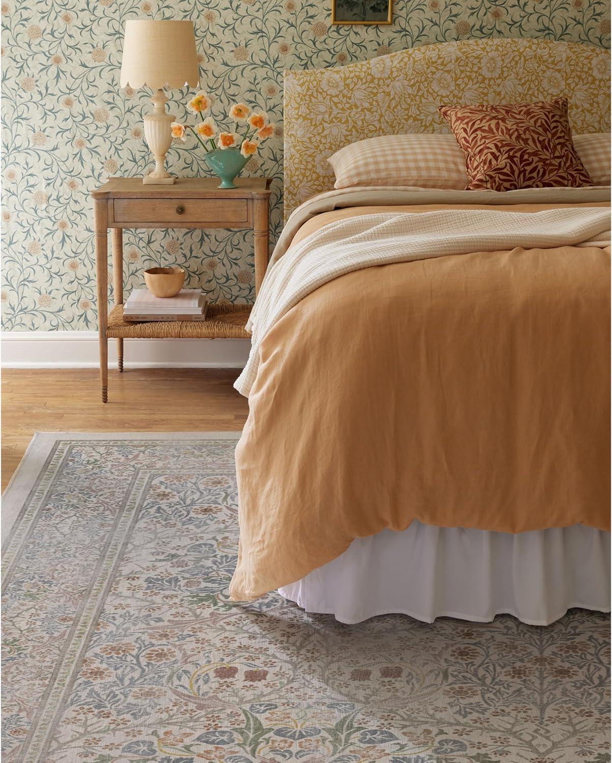 imageRUGGABLE x Morris ampamp Co Washable Runner Rug Mallow Rust Red 25x7 StainResistant NonSlip Hallway Runner Machine Washable Rug for Hallway Entryway Living Room ampamp Kitchenwith Standard PadBlackthorn Ivory Blue Standard Pad