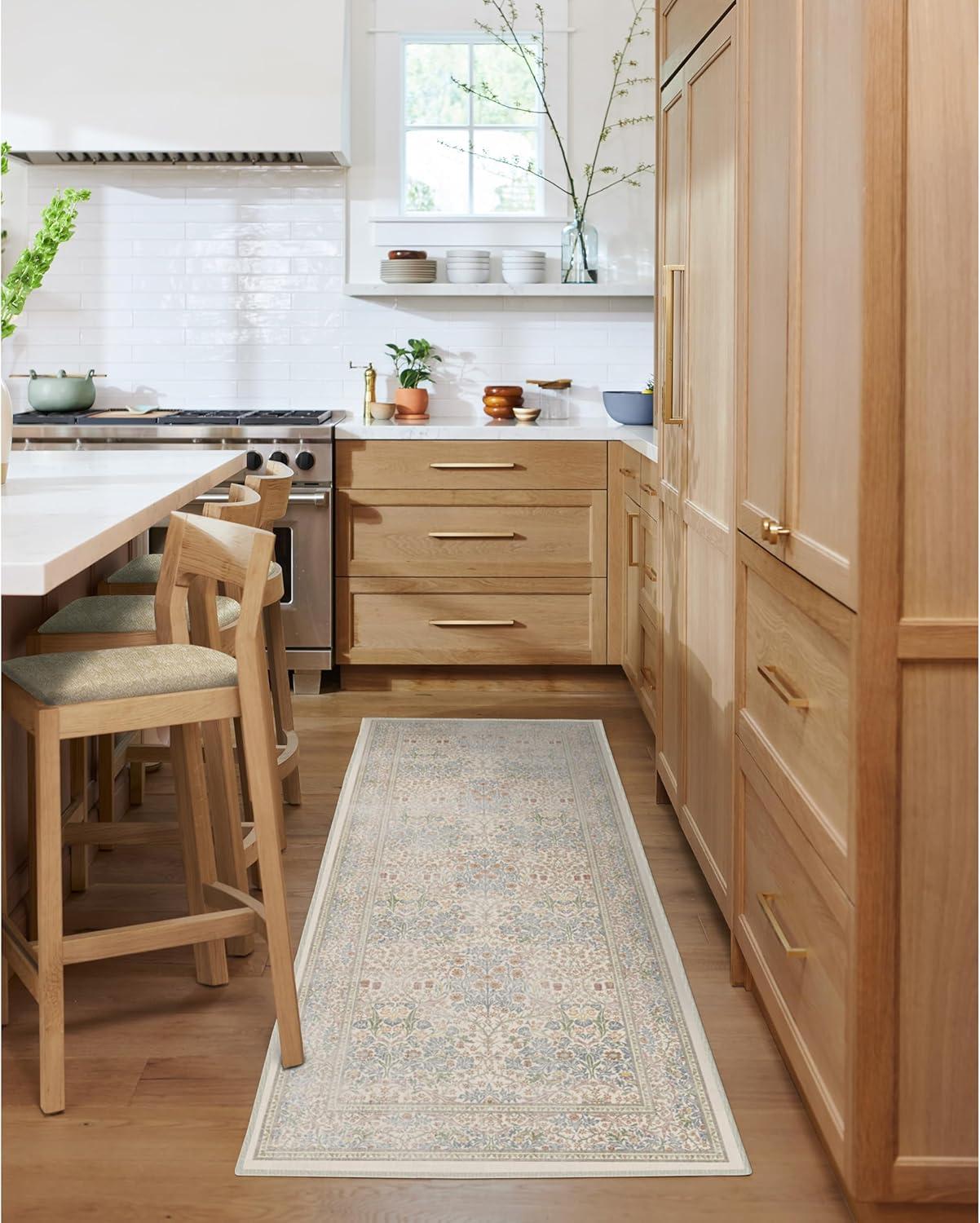 imageRUGGABLE x Morris ampamp Co Washable Runner Rug Mallow Rust Red 25x7 StainResistant NonSlip Hallway Runner Machine Washable Rug for Hallway Entryway Living Room ampamp Kitchenwith Standard PadBlackthorn Ivory Blue Standard Pad