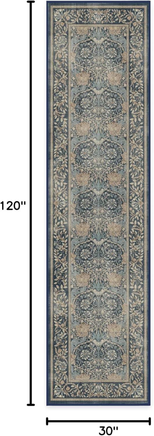 imageRUGGABLE x Morris ampamp Co Washable Runner Rug Mallow Rust Red 25x7 StainResistant NonSlip Hallway Runner Machine Washable Rug for Hallway Entryway Living Room ampamp Kitchenwith Standard PadHoneysuckle Tulip Blue Standard Pad