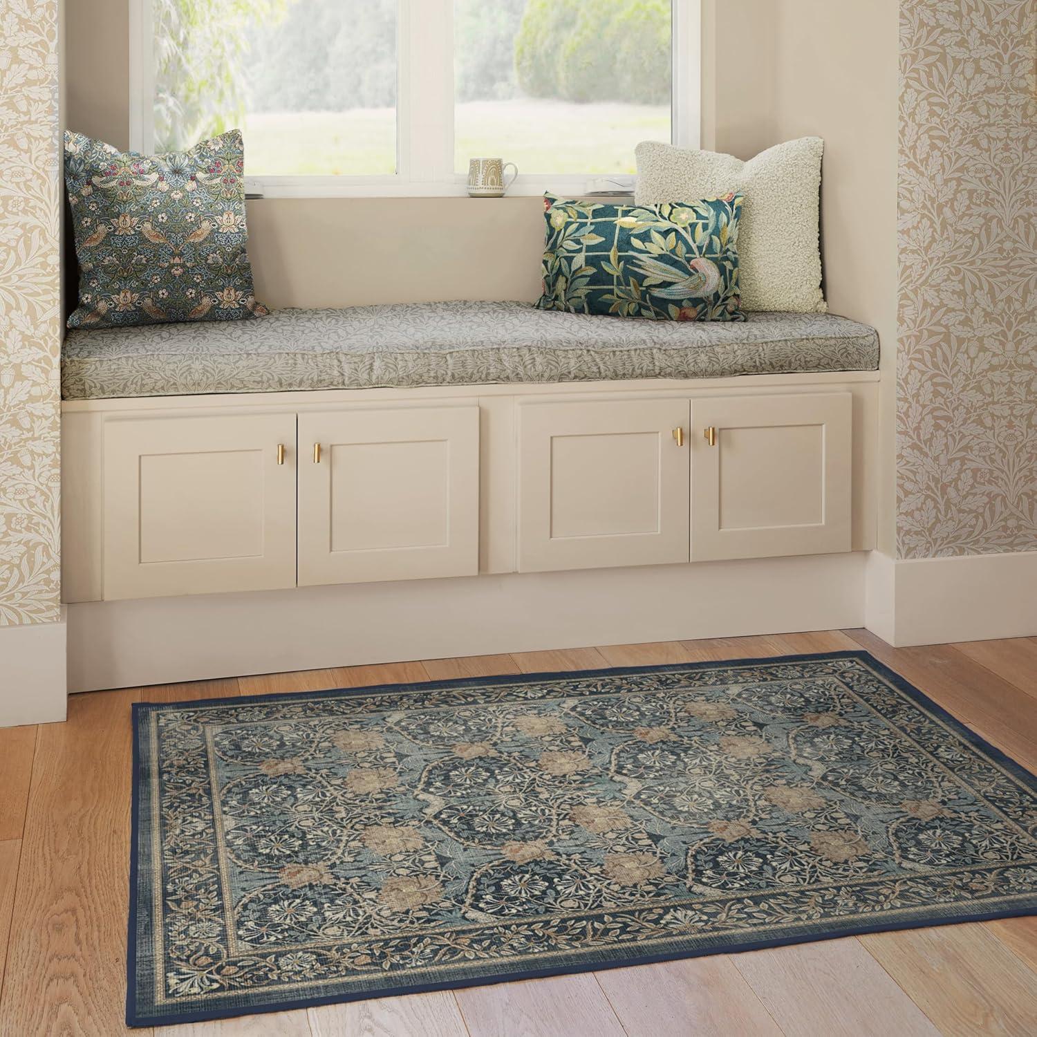 imageRUGGABLE x Morris ampamp Co Washable Runner Rug Mallow Rust Red 25x7 StainResistant NonSlip Hallway Runner Machine Washable Rug for Hallway Entryway Living Room ampamp Kitchenwith Standard PadHoneysuckle Tulip Blue Standard Pad