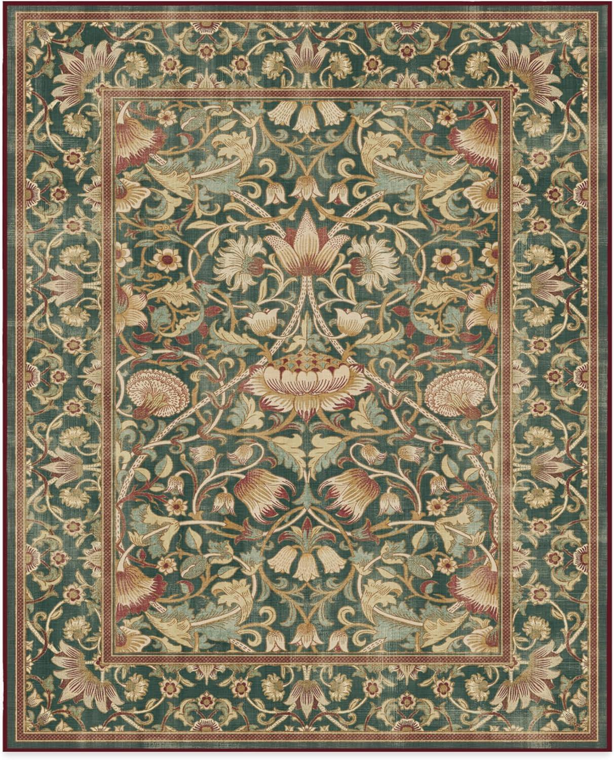 imageRUGGABLE x Morris ampamp Co Washable Runner Rug Mallow Rust Red 25x7 StainResistant NonSlip Hallway Runner Machine Washable Rug for Hallway Entryway Living Room ampamp Kitchenwith Standard PadLodden Soft Evergreen Gold Cushioned Pad