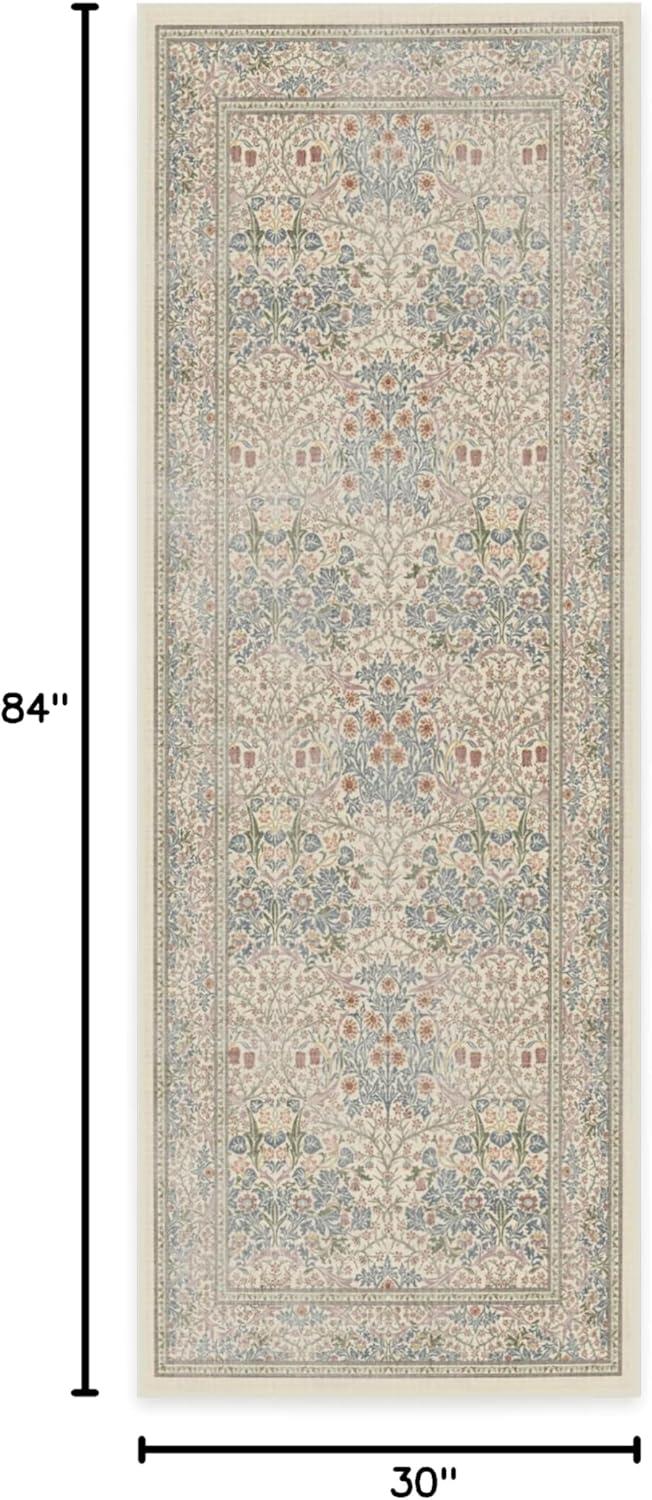 imageRUGGABLE x Morris ampamp Co Washable Runner Rug Mallow Rust Red 25x7 StainResistant NonSlip Hallway Runner Machine Washable Rug for Hallway Entryway Living Room ampamp Kitchenwith Standard PadBlackthorn Ivory Blue Standard Pad