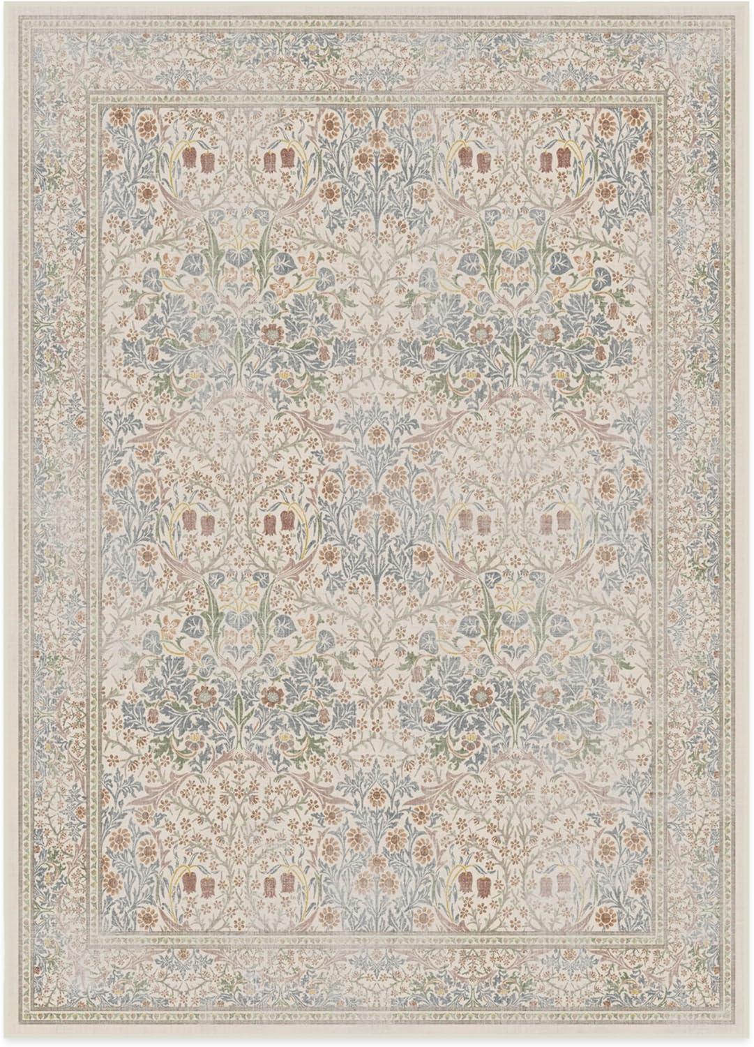 imageRUGGABLE x Morris ampamp Co Washable Runner Rug Mallow Rust Red 25x7 StainResistant NonSlip Hallway Runner Machine Washable Rug for Hallway Entryway Living Room ampamp Kitchenwith Standard PadBlackthorn Ivory Blue Standard Pad