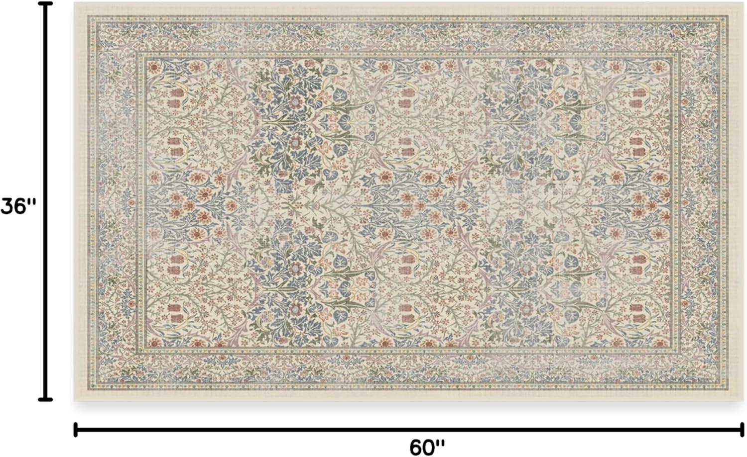 imageRUGGABLE x Morris ampamp Co Washable Runner Rug Mallow Rust Red 25x7 StainResistant NonSlip Hallway Runner Machine Washable Rug for Hallway Entryway Living Room ampamp Kitchenwith Standard PadBlackthorn Ivory Blue Standard Pad