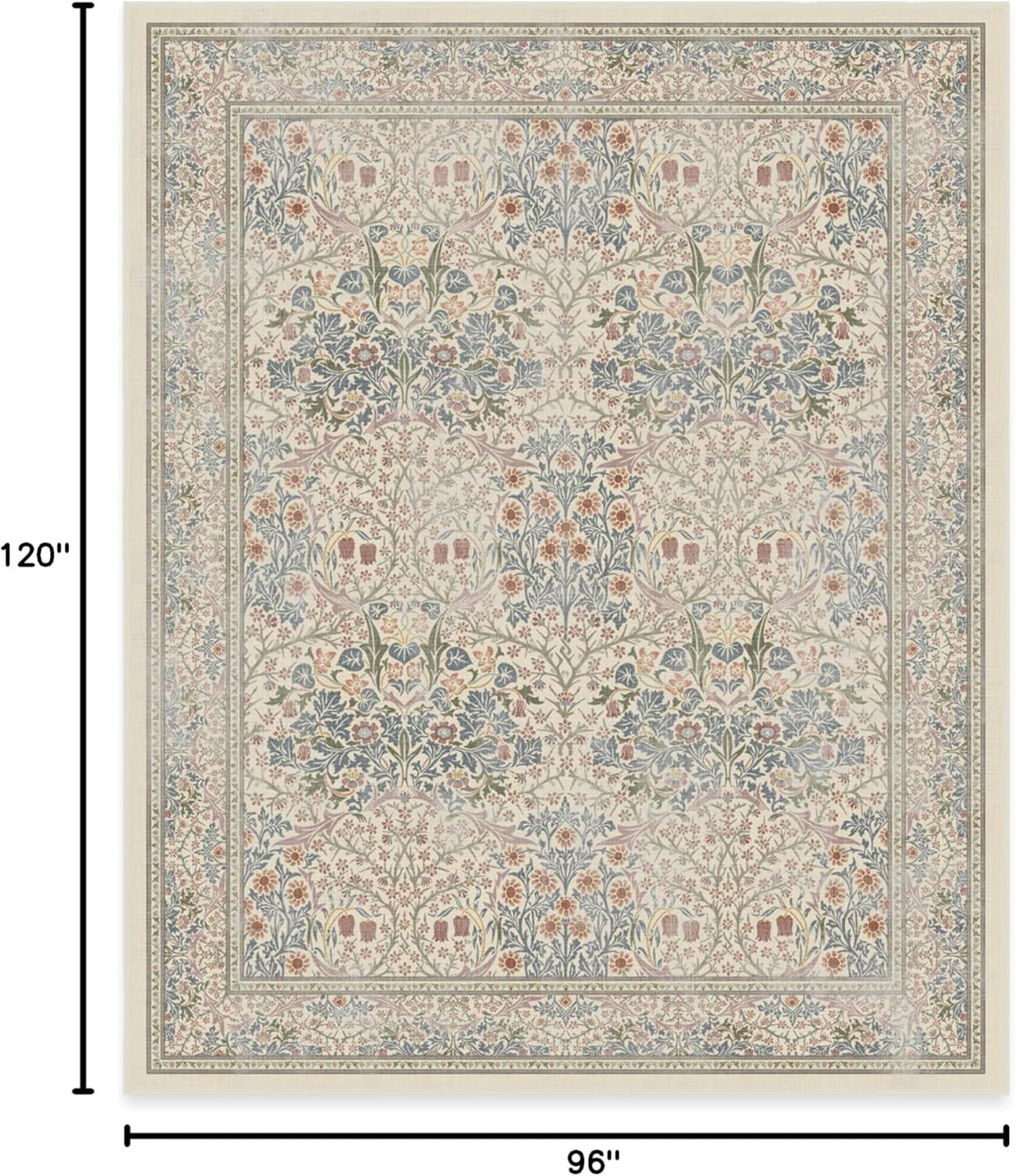 imageRUGGABLE x Morris ampamp Co Washable Runner Rug Mallow Rust Red 25x7 StainResistant NonSlip Hallway Runner Machine Washable Rug for Hallway Entryway Living Room ampamp Kitchenwith Standard PadBlackthorn Ivory Blue Standard Pad