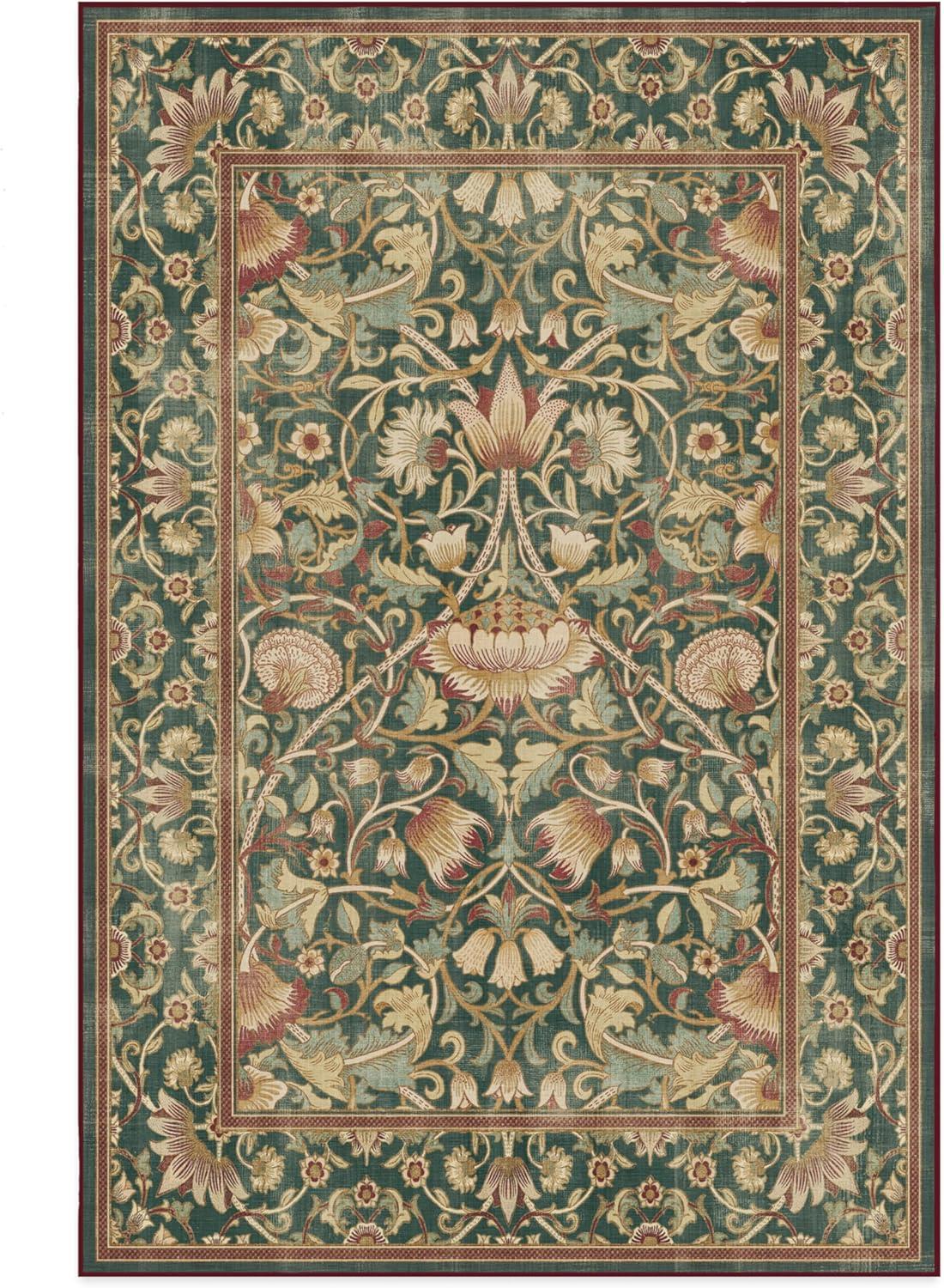 imageRUGGABLE x Morris ampamp Co Washable Runner Rug Mallow Rust Red 25x7 StainResistant NonSlip Hallway Runner Machine Washable Rug for Hallway Entryway Living Room ampamp Kitchenwith Standard PadLodden Soft Evergreen Gold Cushioned Pad