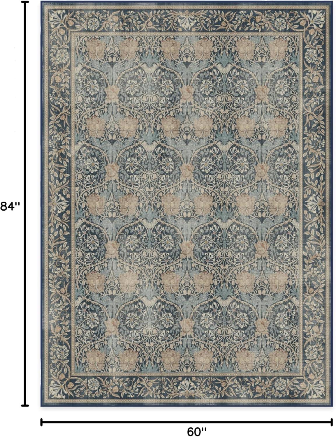 imageRUGGABLE x Morris ampamp Co Washable Runner Rug Mallow Rust Red 25x7 StainResistant NonSlip Hallway Runner Machine Washable Rug for Hallway Entryway Living Room ampamp Kitchenwith Standard PadHoneysuckle Tulip Blue Standard Pad