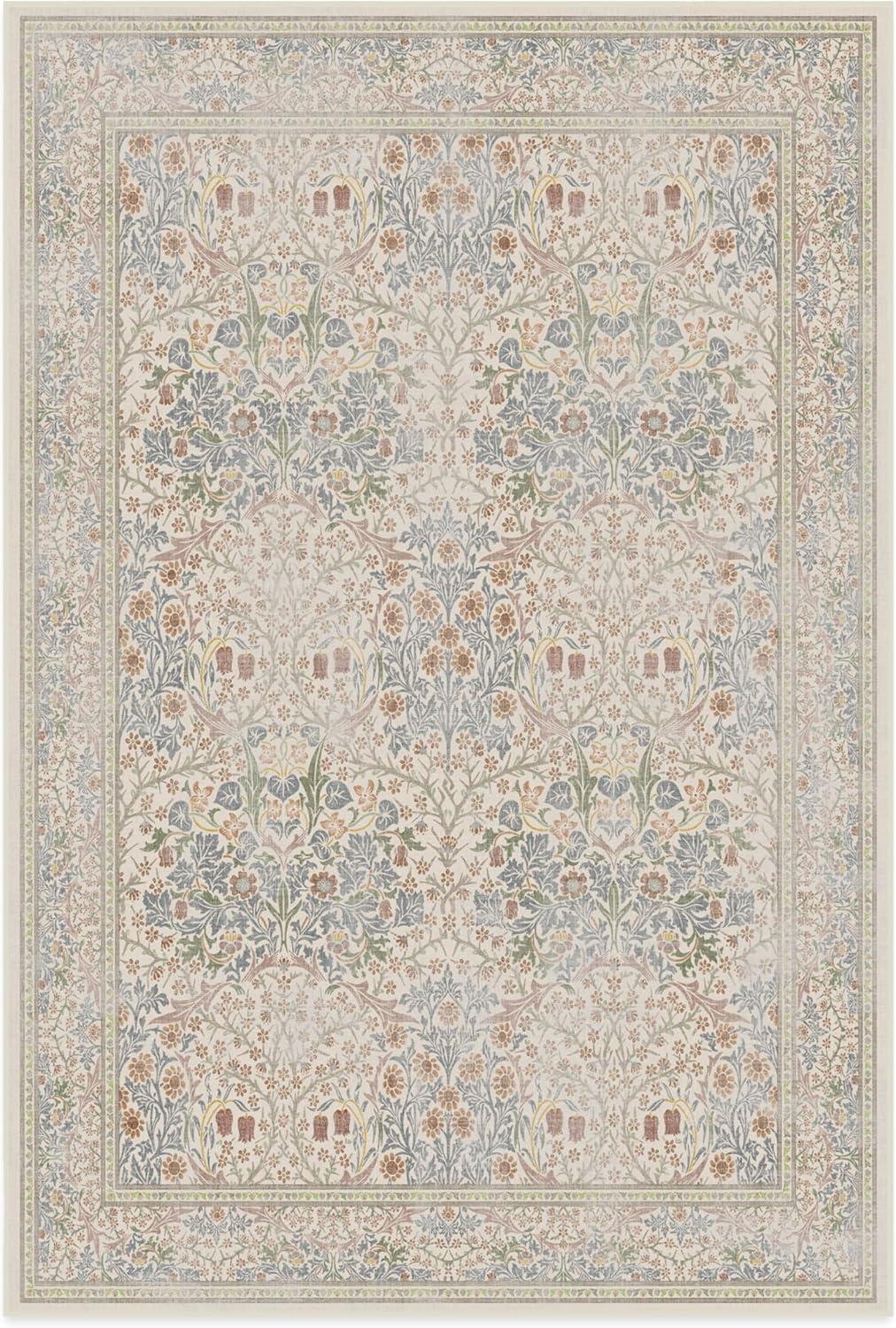 imageRUGGABLE x Morris ampamp Co Washable Runner Rug Mallow Rust Red 25x7 StainResistant NonSlip Hallway Runner Machine Washable Rug for Hallway Entryway Living Room ampamp Kitchenwith Standard PadBlackthorn Ivory Blue Standard Pad