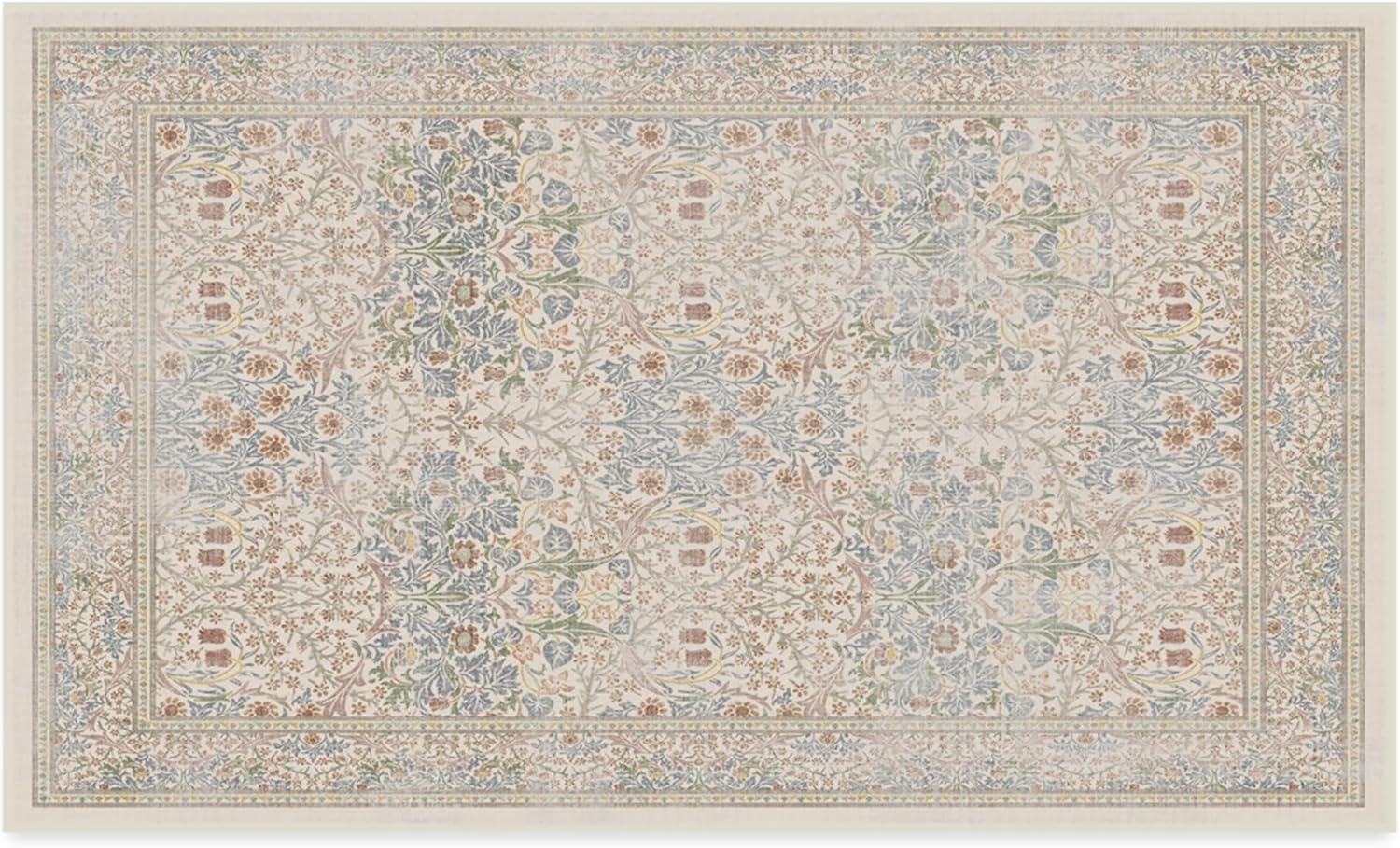 imageRUGGABLE x Morris ampamp Co Washable Runner Rug Mallow Rust Red 25x7 StainResistant NonSlip Hallway Runner Machine Washable Rug for Hallway Entryway Living Room ampamp Kitchenwith Standard PadBlackthorn Ivory Blue Standard Pad