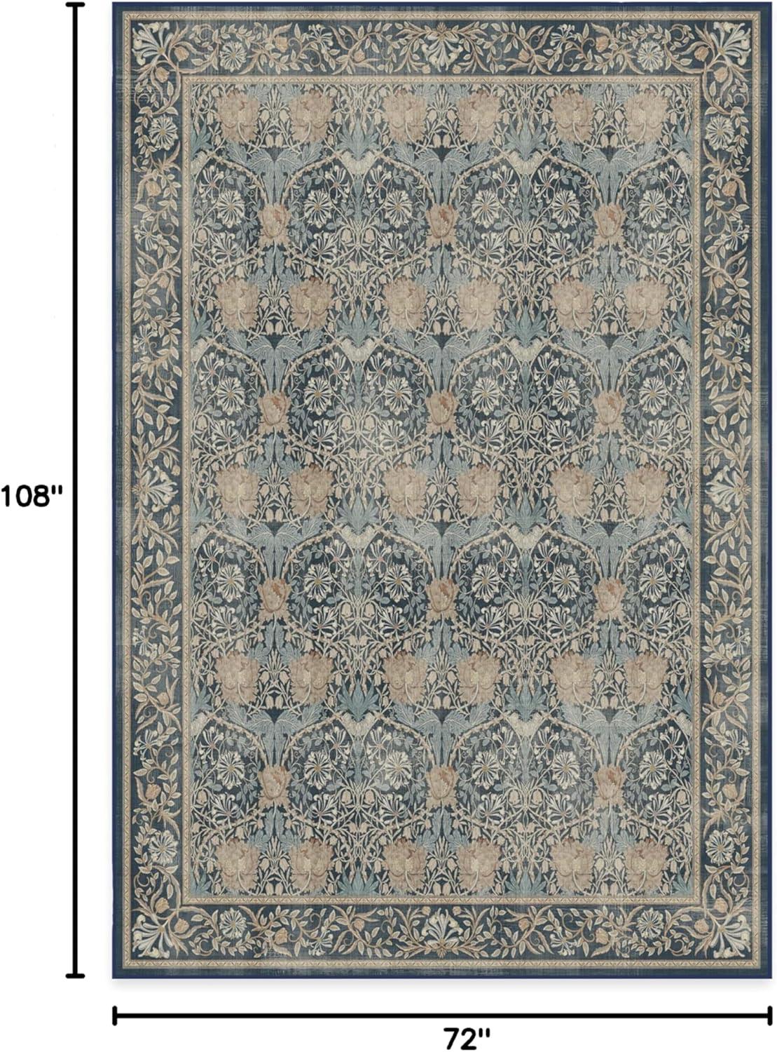 imageRUGGABLE x Morris ampamp Co Washable Runner Rug Mallow Rust Red 25x7 StainResistant NonSlip Hallway Runner Machine Washable Rug for Hallway Entryway Living Room ampamp Kitchenwith Standard PadHoneysuckle Tulip Blue Standard Pad