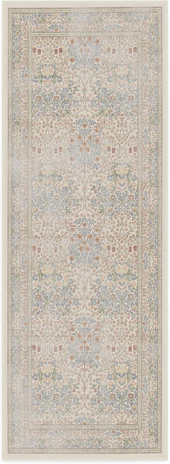 imageRUGGABLE x Morris ampamp Co Washable Runner Rug Mallow Rust Red 25x7 StainResistant NonSlip Hallway Runner Machine Washable Rug for Hallway Entryway Living Room ampamp Kitchenwith Standard PadBlackthorn Ivory Blue Standard Pad