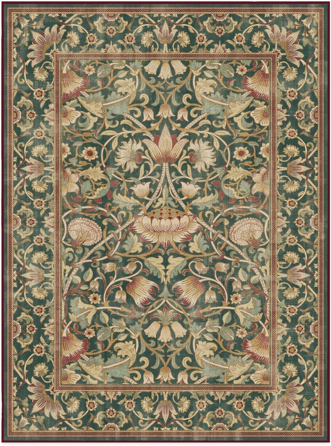 imageRUGGABLE x Morris ampamp Co Washable Runner Rug Mallow Rust Red 25x7 StainResistant NonSlip Hallway Runner Machine Washable Rug for Hallway Entryway Living Room ampamp Kitchenwith Standard PadLodden Soft Evergreen Gold Cushioned Pad