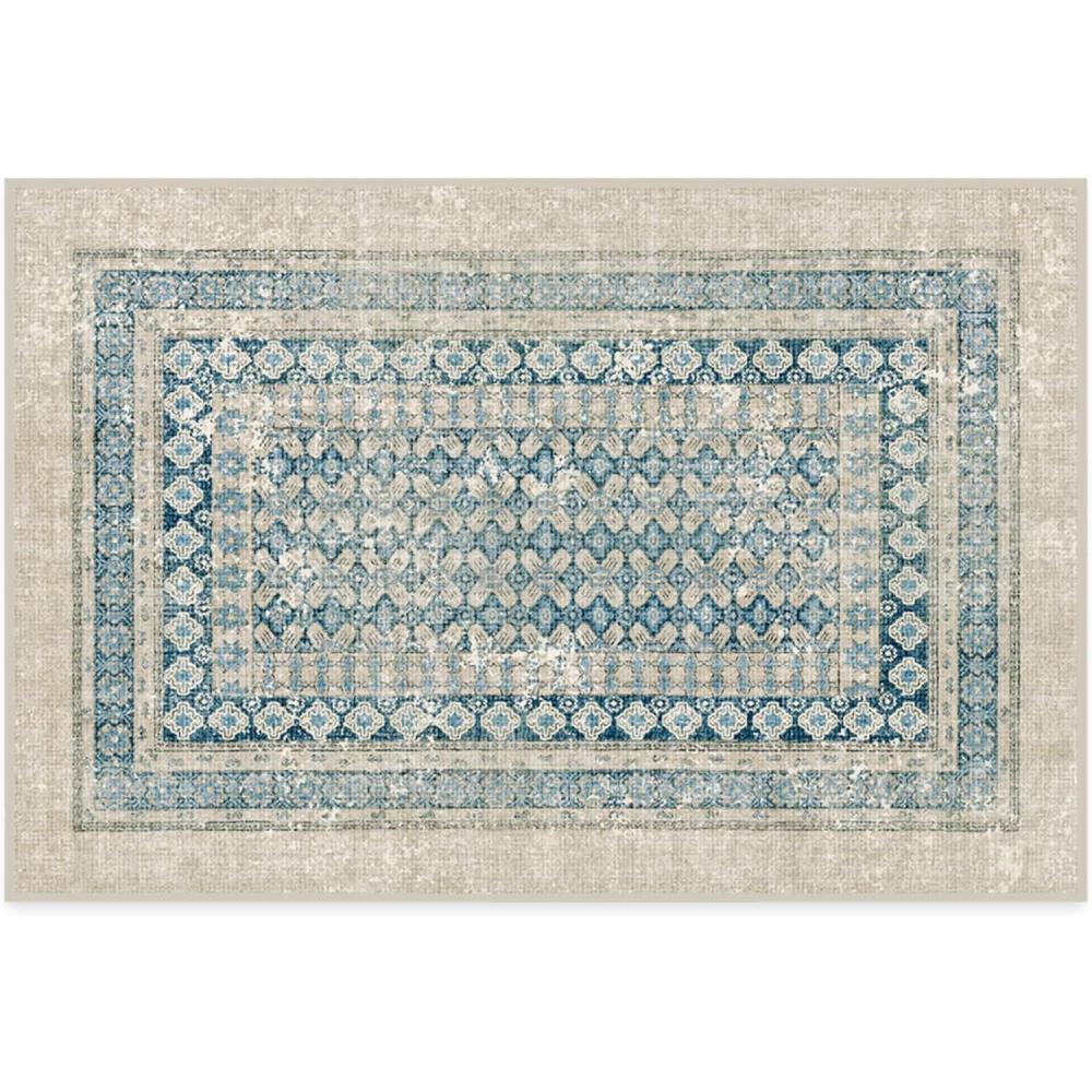 imageRUGGABLE Machine Washable Runner Rug  Founders Cyrus Black 25x7 StainResistant NonSlip  Washable Rug for Hallway Entryway Living Room ampamp Kitchenwith Standard PadCyrus Neutral  Blue  Standard Pad