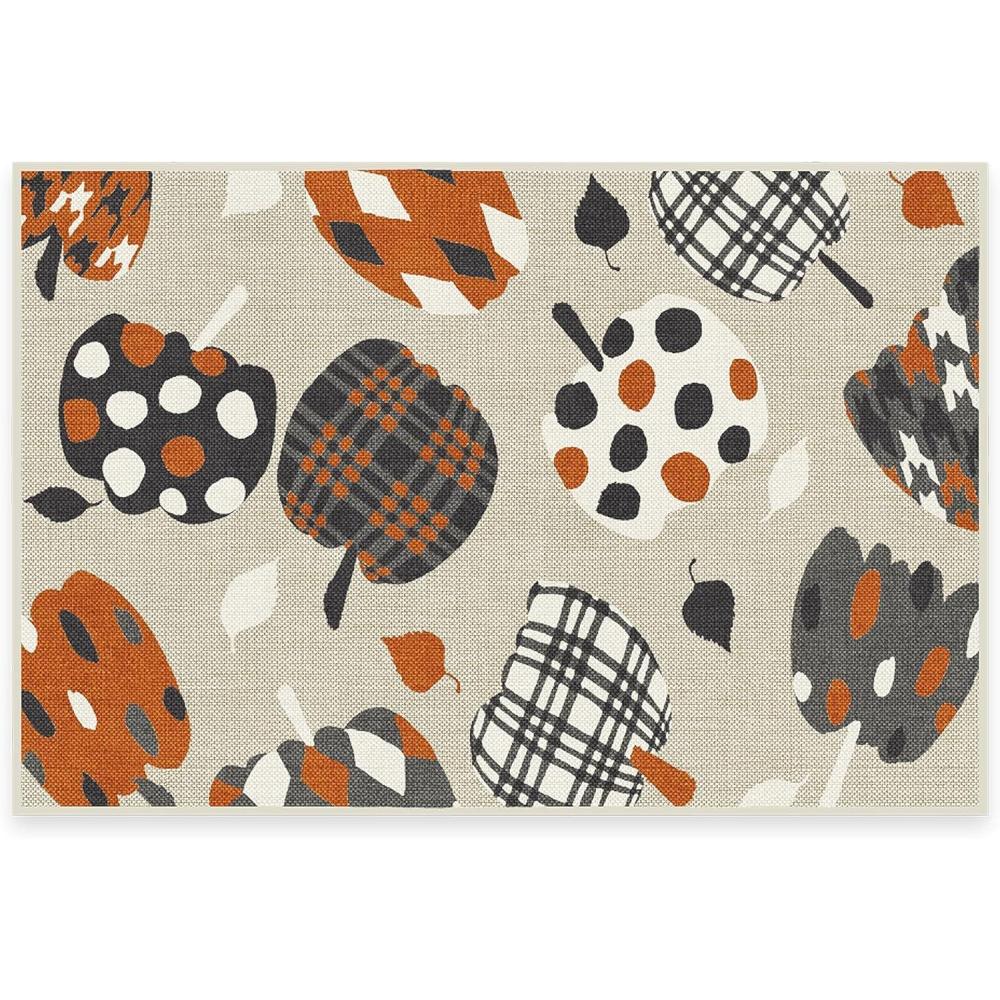 imageRUGGABLE Washable Halloween Area Rug Bone Dance Ivory White 6 ft Round StainResistant NonSlip Medium Machine Washable Rugs for Living Room Bedroom Hallway Entryway ampamp Officewith Standard PadPumpkin Orange  Cushioned Pad