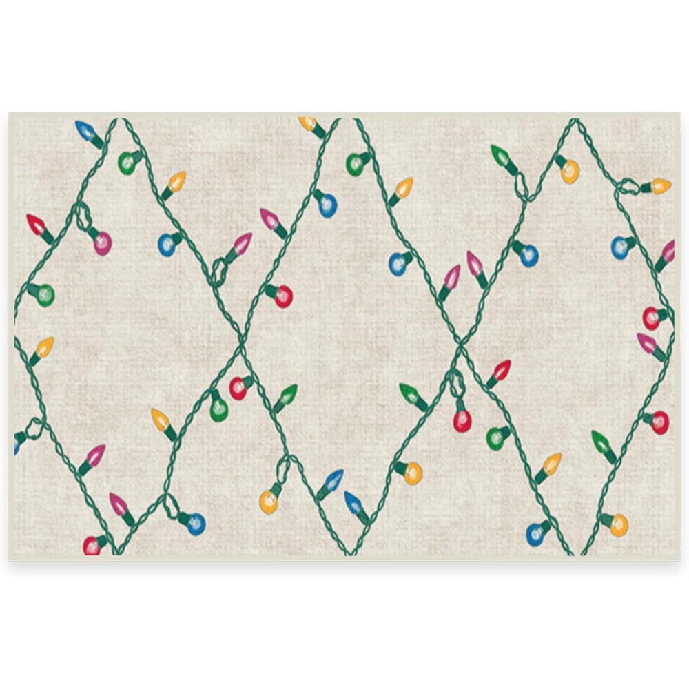 imageRUGGABLE Washable Plaid Area Rug  Dress Stewart Tartan White 2x3 StainResistant NonSlip  Small Machine Washable Rugs for Living Room Bedroom Hallway Entryway ampamp Bathroomwith Standard PadHoliday Lights Creme  Standard Pad