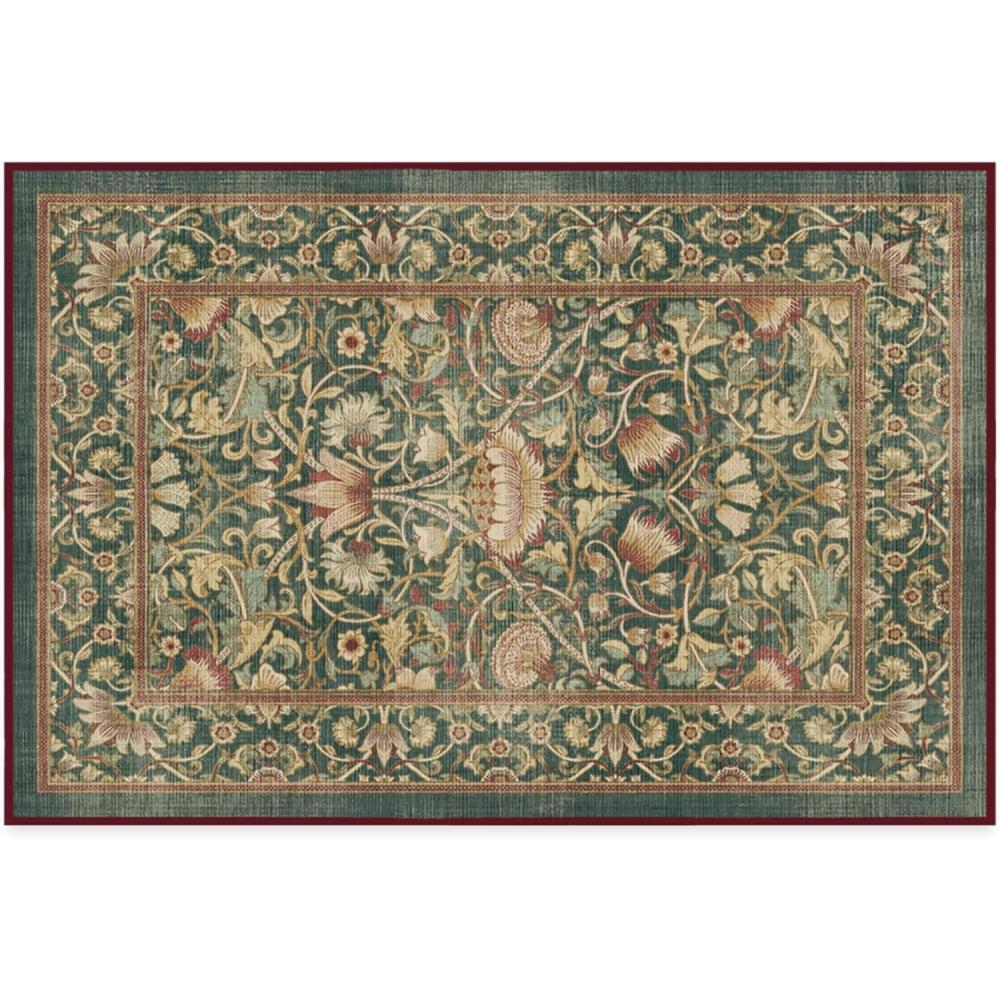 imageRUGGABLE x Morris ampamp Co Washable Runner Rug  Mallow Rust Red 25x7 StainResistant NonSlip Hallway Runner  Machine Washable Rug for Hallway Entryway Living Room ampamp Kitchenwith Standard PadLodden Soft Evergreen  Gold  Standard Pad