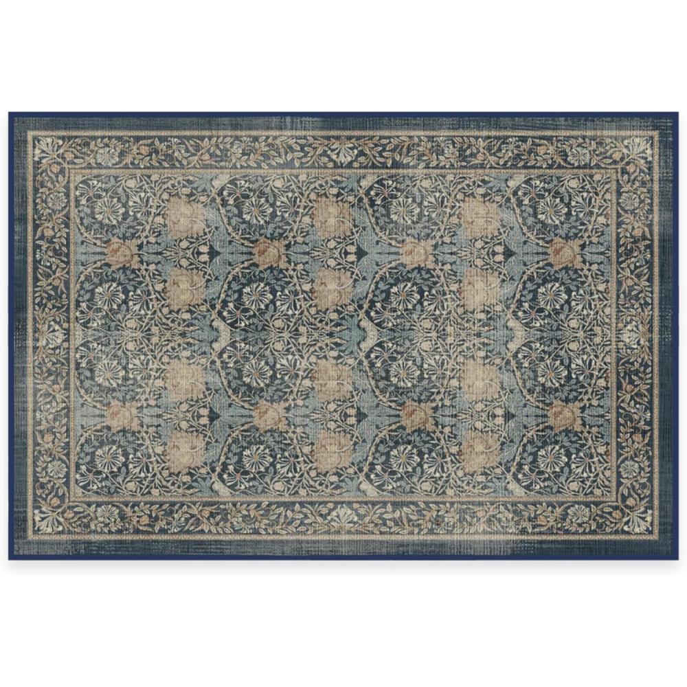 imageRUGGABLE x Morris ampamp Co Washable Runner Rug  Mallow Rust Red 25x7 StainResistant NonSlip Hallway Runner  Machine Washable Rug for Hallway Entryway Living Room ampamp Kitchenwith Standard PadHoneysuckle  Tulip Blue  Standard Pad