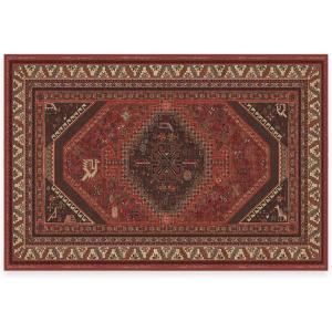 RUGGABLE Washable Area Rug – Zareen Scarlet Red 2×3, Stain-Resistant, Non-Slip – Small Machine Washable Rugs for Living Room, Bedroom, Hallway, Entryway & Bathroom–with Standard Pad(Scarlet Red – Cushioned Pad)