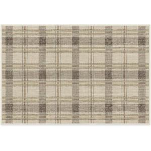 RUGGABLE Washable Plaid Area Rug – Dress Stewart Tartan White 2×3, Stain-Resistant, Non-Slip – Small Machine Washable Rugs for Living Room, Bedroom, Hallway, Entryway & Bathroom–with Standard Pad(C – Piper Plaid Neutral – Standard Pad)
