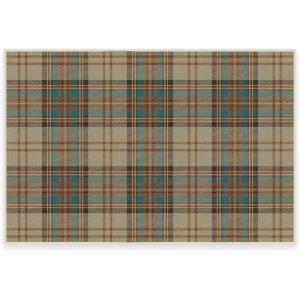 RUGGABLE Washable Plaid Area Rug – Dress Stewart Tartan White 2×3, Stain-Resistant, Non-Slip – Small Machine Washable Rugs for Living Room, Bedroom, Hallway, Entryway & Bathroom–with Standard Pad(A – Dress Stewart Tartan Khaki – Cushioned Pad)
