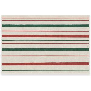 RUGGABLE Washable Plaid Area Rug – Dress Stewart Tartan White 2×3, Stain-Resistant, Non-Slip – Small Machine Washable Rugs for Living Room, Bedroom, Hallway, Entryway & Bathroom–with Standard Pad(Hudson Stripe Red & Green – Standard Pad)