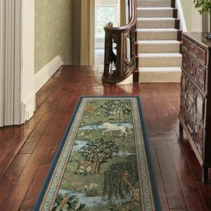 RUGGABLE x Morris & Co Washable Runner Rug – Mallow Rust Red 2.5×7, Stain-Resistant, Non-Slip Hallway Runner – Machine Washable Rug for Hallway, Entryway, Living Room & Kitchen–with Standard Pad(Owl & Willow Green)