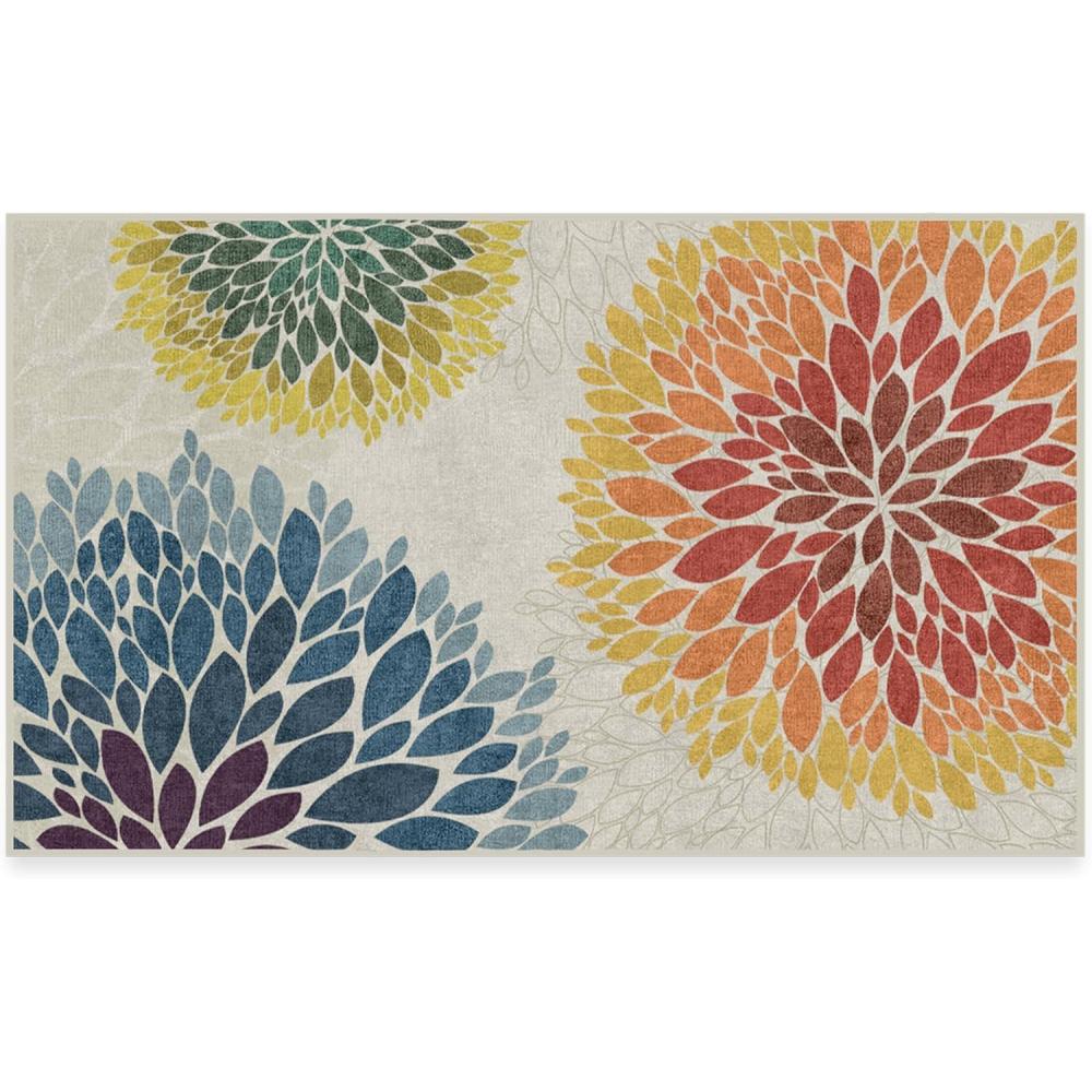 imageRUGGABLE Washable Area Rug Floral Medallion Multicolor 3x5 StainResistant NonSlip Small Machine Washable Rugs for Living Room Bedroom Hallway Entryway amp Officewith Standard Pad