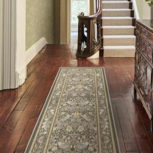 RUGGABLE x Morris & Co Machine Washable Runner Rug – Strawberry Thief Stone Gold 2.5×7, Stain-Resistant, Non-Slip – Washable Rug for Hallway, Entryway, Living Room & Kitchen–with Standard Pad