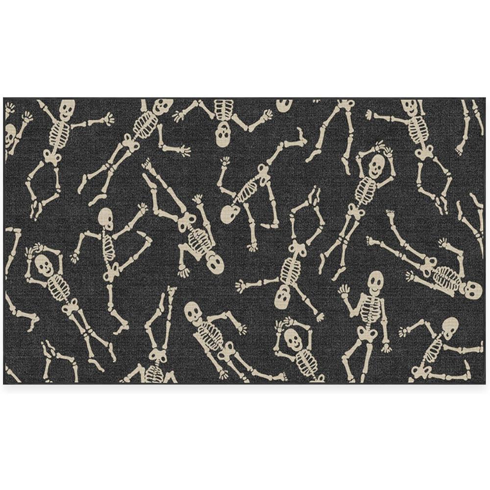 imageRUGGABLE Washable Halloween Area Rug  Bone Dance Black 3x5 StainResistant NonSlip  Small Machine Washable Rugs for Living Room Bedroom Hallway Entryway amp Officewith Standard Pad